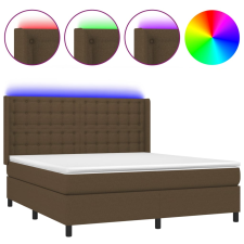 vidaXL barna szövet rugós és LED-es ágy matraccal 160x200 cm (3138648) ágy és ágykellék