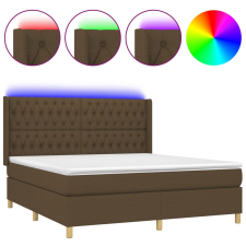 vidaXL barna szövet rugós és LED-es ágy matraccal 160x200 cm (3139128) ágy és ágykellék