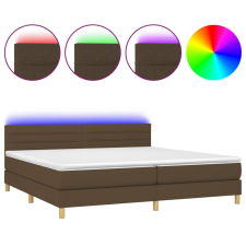 vidaXL barna szövet rugós és LED-es ágy matraccal 200x200 cm (3133824) ágy és ágykellék