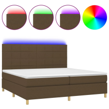 vidaXL barna szövet rugós és LED-es ágy matraccal 200x200 cm (3135464) ágy és ágykellék