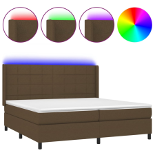 vidaXL barna szövet rugós és LED-es ágy matraccal 200x200 cm (3138344) ágy és ágykellék