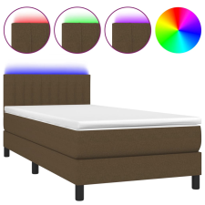 vidaXL barna szövet rugós és LED-es ágy matraccal 90x190 cm (3133280) ágy és ágykellék