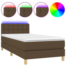 vidaXL barna szövet rugós és LED-es ágy matraccal 90x190 cm (3134000) ágy és ágykellék