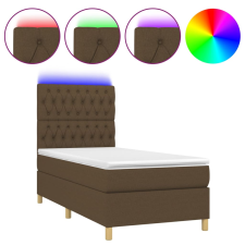 vidaXL barna szövet rugós és LED-es ágy matraccal 90x200 cm (3135648) ágy és ágykellék