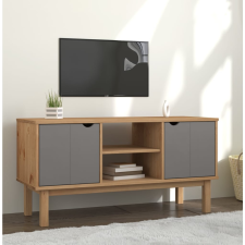 vidaXL barna-szürke tömör fenyőfa TV-szekrény 113,5 x 43 x 57 cm bútor