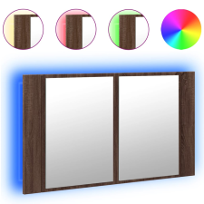 vidaXL barna tölgy akril LED-es tükrös fürdőszobaszekrény 80x12x45 cm (834953) fürdőszoba bútor