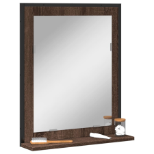 vidaXL barna tölgy szerelt fa fürdőszobai tükör polccal 50x12x60 cm fürdőszoba bútor