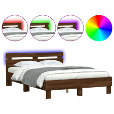 vidaXL barna tölgy színű ágykeret fejtámlával és LED-del 120x190 cm (3207580) ágy és ágykellék