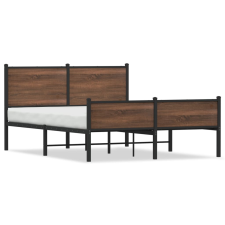 vidaXL barna tölgy színű fém ágykeret fej- és lábtámlával 137 x 190 cm ágy és ágykellék