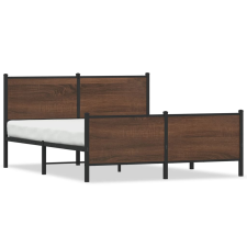 vidaXL barna tölgy színű fém ágykeret fej- és lábtámlával 140 x 190 cm ágy és ágykellék