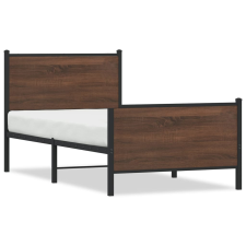 vidaXL barna tölgy színű fém ágykeret fej- és lábtámlával 90 x 190 cm ágy és ágykellék