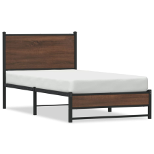 vidaXL barna tölgy színű fém ágykeret fejtámlával 75 x 190 cm ágy és ágykellék