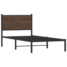 vidaXL barna tölgy színű fém ágykeret fejtámlával 75 x 190 cm (4007755) ágy és ágykellék