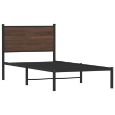 vidaXL barna tölgy színű fém ágykeret fejtámlával 90 x 190 cm (4007757) ágy és ágykellék