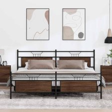 vidaXL barna tölgy színű fém ágykeret matrac nélkül 200 x 200 cm ágy és ágykellék