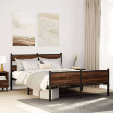 vidaXL barna tölgy színű szerelt fa ágykeret matrac nélkül 140x200 cm ágy és ágykellék