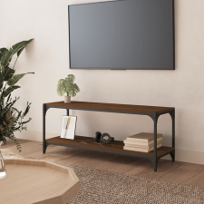 vidaXL barna tölgy színű szerelt fa és acél TV-szekrény 100x33x41 cm bútor