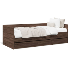 vidaXL barna tölgy színű szerelt fa kanapéágy fiókokkal 75 x 190 cm ágy és ágykellék