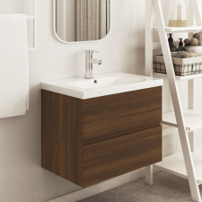 vidaXL barna tölgy színű szerelt fa mosdószekrény 60x38,5x45 cm fürdőszoba bútor