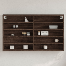 vidaXL barna tölgy színű szerelt fa vitrinszekrény 100 x 15 x 58 cm bútor
