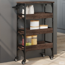 vidaXL Barna tölgy színű szerelt fa zsúrkocsi 53x20x76 cm bútor