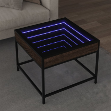 vidaXL barna tölgy végtelen hatású LED-es dohányzóasztal 50x50x41 cm bútor