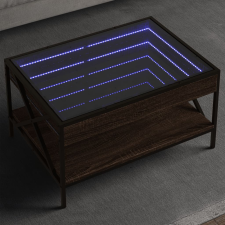 vidaXL barna tölgy végtelen hatású LED-es dohányzóasztal 70x50x38 cm bútor