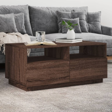 vidaXL barna tölgyszínű dohányzóasztal LED-lámpákkal 90x49x40 cm bútor