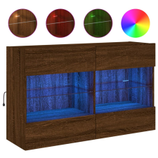 vidaXL barna tölgyszínű fali TV-szekrény LED-del 98,5x30x60,5 cm (837112) bútor