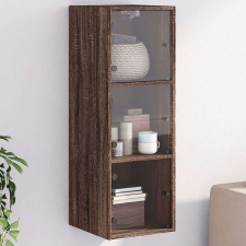 vidaXL barna tölgyszínű faliszekrény üvegajtókkal 35x37x100 cm bútor