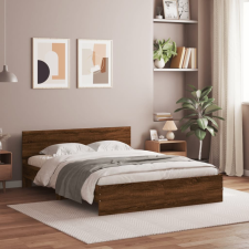 vidaXL barna tölgyszínű fém ágykeret fejtámlával 140 x 200 cm ágy és ágykellék