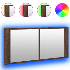 vidaXL barna tölgyszínű LED-es tükrös fürdőszobaszekrény 100x12x45cm fürdőszoba bútor