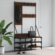vidaXL Barna tölgyszínű ruhafogas cipőpolccal 100x40x184 cm bútor