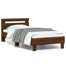 vidaXL barna tölgyszínű szerelt fa ágykeret fejtámlával 90 x 200 cm ágy és ágykellék
