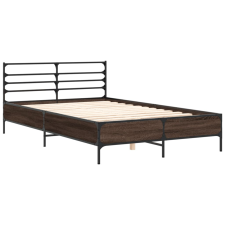 vidaXL barna tölgyszínű szerelt fa és fém ágykeret 120 x 190 cm ágy és ágykellék