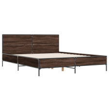 vidaXL barna tölgyszínű szerelt fa és fém ágykeret 140 x 200 cm ágy és ágykellék