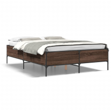 vidaXL barna tölgyszínű szerelt fa és fém ágykeret 140x190 cm ágy és ágykellék