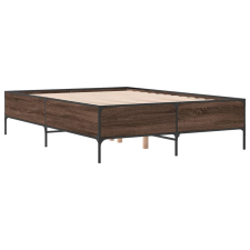 vidaXL barna tölgyszínű szerelt fa és fém ágykeret 140x190 cm (3279811) ágy és ágykellék