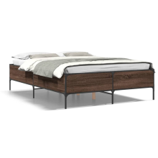 vidaXL barna tölgyszínű szerelt fa és fém ágykeret 160 x 200 cm ágy és ágykellék