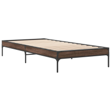 vidaXL barna tölgyszínű szerelt fa és fém ágykeret 90 x 200 cm (845035) ágy és ágykellék