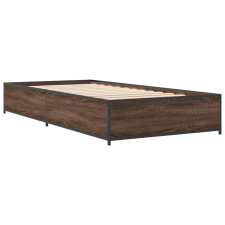 vidaXL barna tölgyszínű szerelt fa és fém ágykeret 90 x 200 cm (845115) ágy és ágykellék