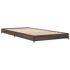 vidaXL barna tölgyszínű szerelt fa és fém ágykeret 90 x 200 cm (845180) ágy és ágykellék