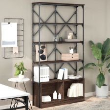 vidaXL barna tölgyszínű szerelt fa és fém könyvszekrény 100x26x180 cm bútor