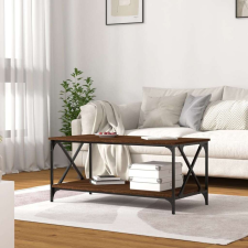 vidaXL Barna tölgyszínű szerelt fa és vas dohányzóasztal 100x50x45 cm bútor