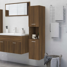 vidaXL barna tölgyszínű szerelt fa fürdőszobaszekrény 30x30x130 cm fürdőszoba bútor