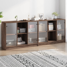 vidaXL barna tölgyszínű szerelt fa könyvespolc ajtókkal 204x37x75 cm bútor