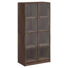 vidaXL barna tölgyszínű szerelt fa magasszekrény ajtókkal 68x37x142 cm (3295863) bútor