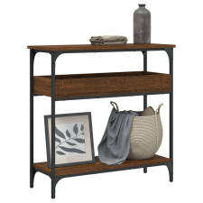 vidaXL barna tölgyszínű szerelt fa tálalóasztal polccal 75x29x75 cm bútor