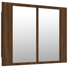 vidaXL barna tölgyszínű szerelt fa tükörszekrény LED-del 60x12x45 cm (822843) fürdőszoba bútor
