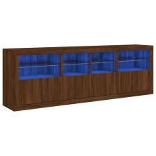 vidaXL barna tölgyszínű tálalószekrény LED-ekkel 202x37x67 cm (3209015) bútor